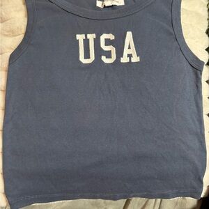 Grayson Threads Woman Tank Top - Blue with White USA Print